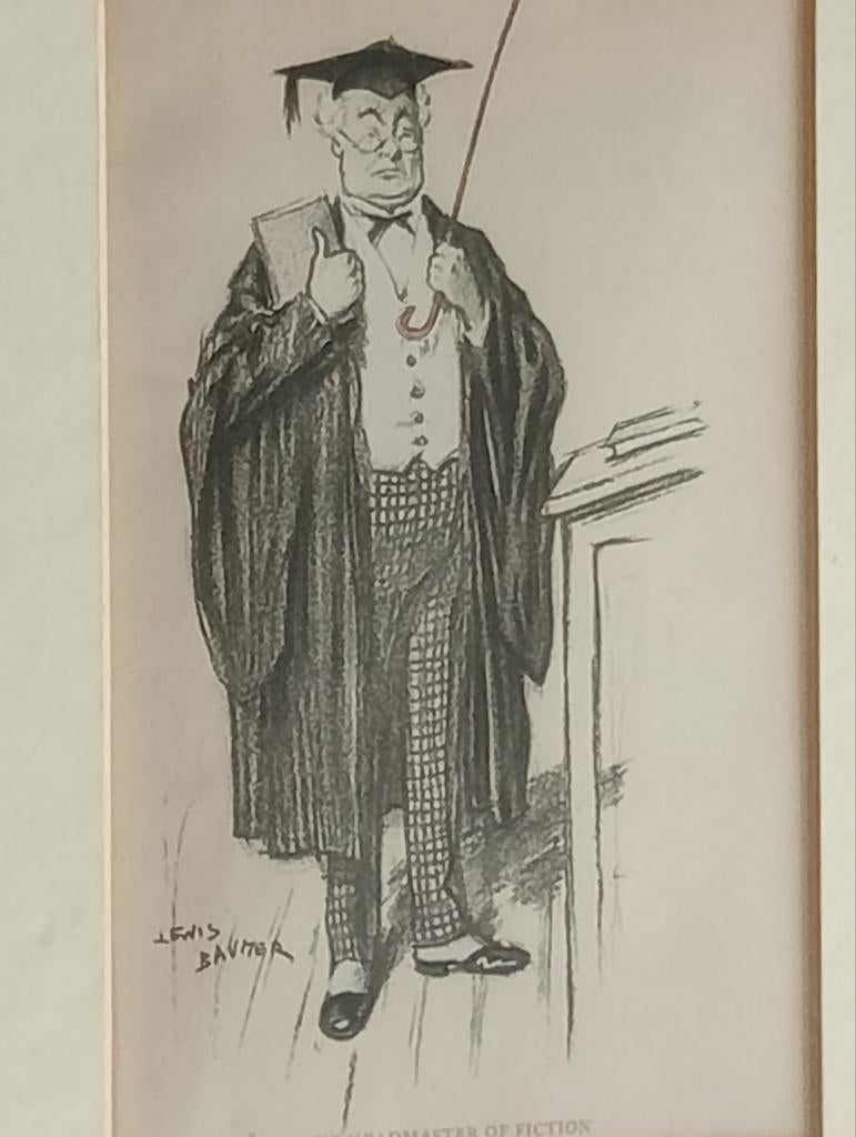 Lewis Baumer prent 'The Headmaster of Fiction', Antiek en Kunst, Ophalen of Verzenden