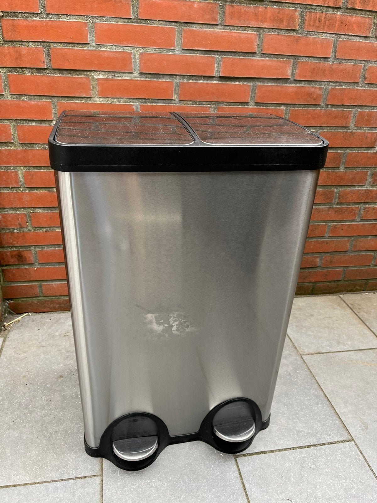 Prullenbak 2-vaks 60 liter, 40 liter of meer, Ophalen, Zo goed als nieuw, Rvs