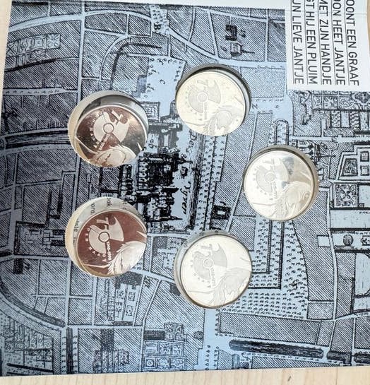 Jantje munten set - 750 jaar Den Haag (1248-1998), Postzegels en Munten, Setje, Koningin Beatrix, Zilver, Overige waardes