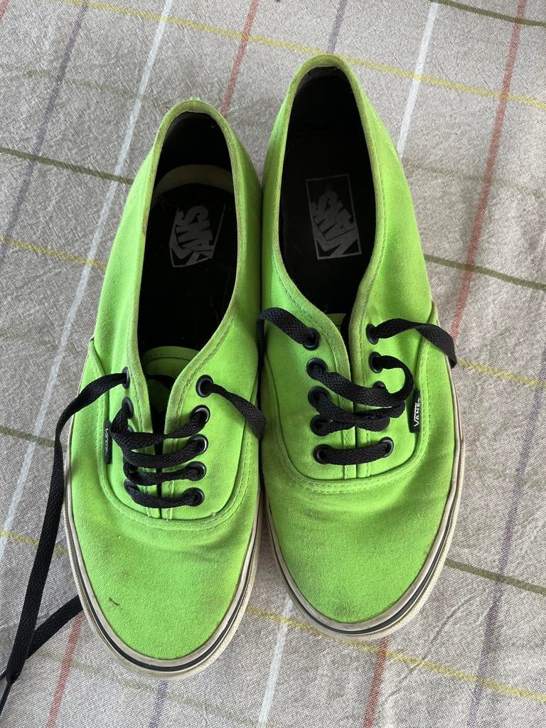 Neon Groene Unisex Vans - Maat US 7.5 (M) / US 9.5 (V), Ophalen of Verzenden, Gedragen, Groen, Sneakers of Gympen