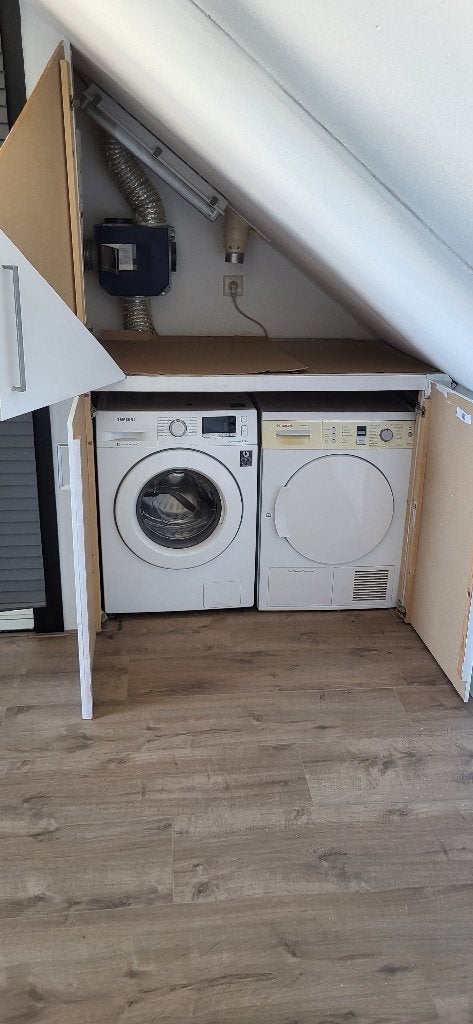 Wasmachine(Samsung) en Condensdroger(Bosch), 6 tot 8 kg, Ophalen, Gebruikt, 85 tot 90 cm