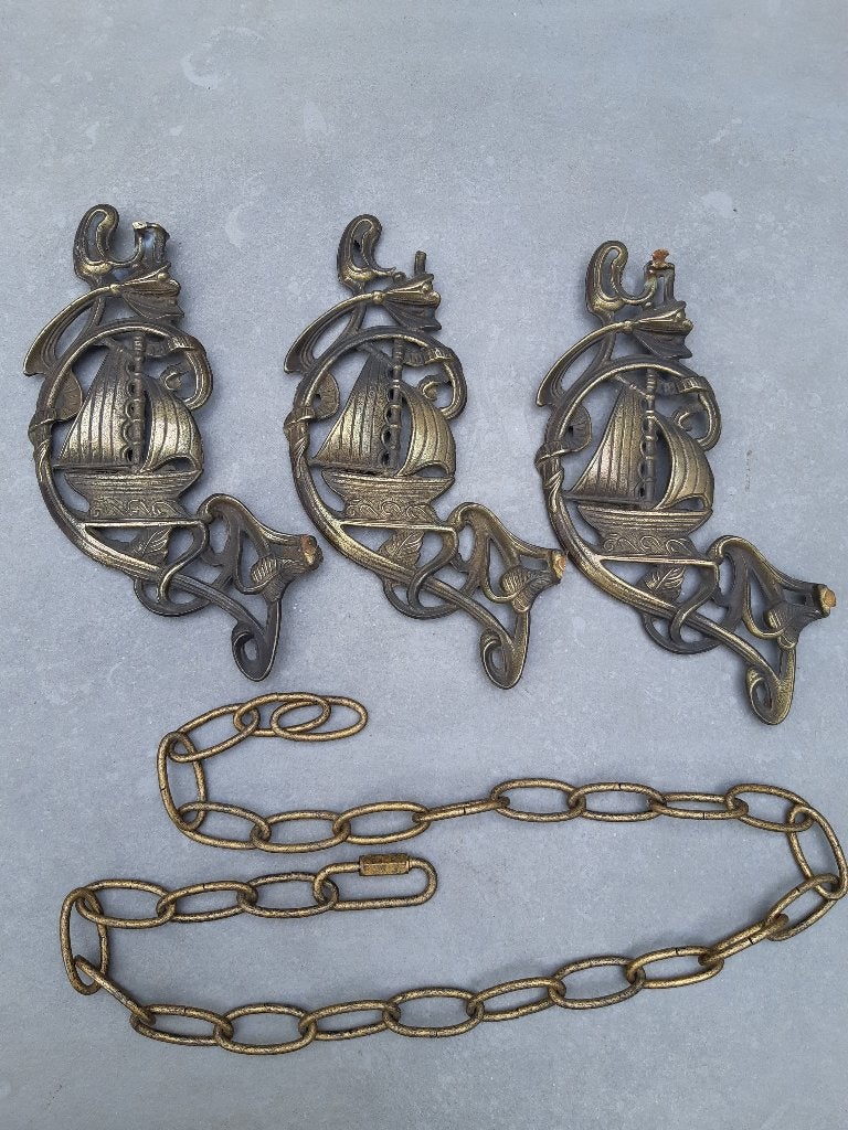 oud koperen/bronzen ornamenten/hang-sluitwerk (40 st), Antiek en Kunst, Ophalen