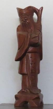 Houten beeld Chinese god 20,5 cm, Antiek en Kunst, Ophalen of Verzenden