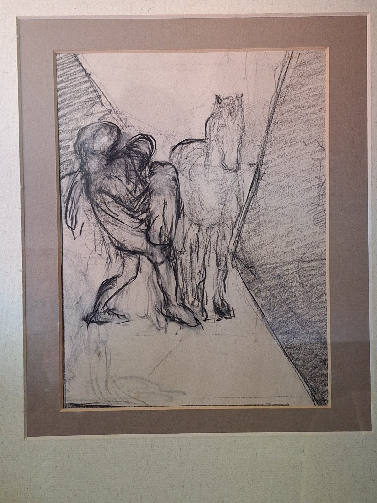 Mooie schets op papier, potlood/ houtskool., Antiek en Kunst, Ophalen of Verzenden