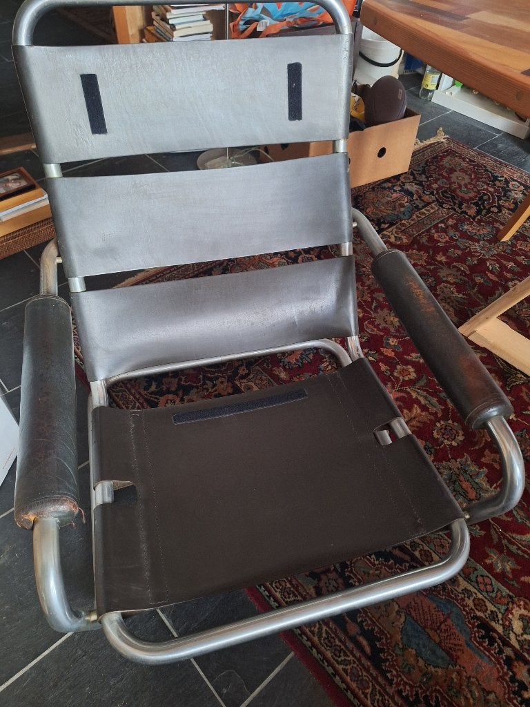 Retro stoel jaren 70 echt (dik) leer, Ophalen, Gebruikt, Bruin, Eén