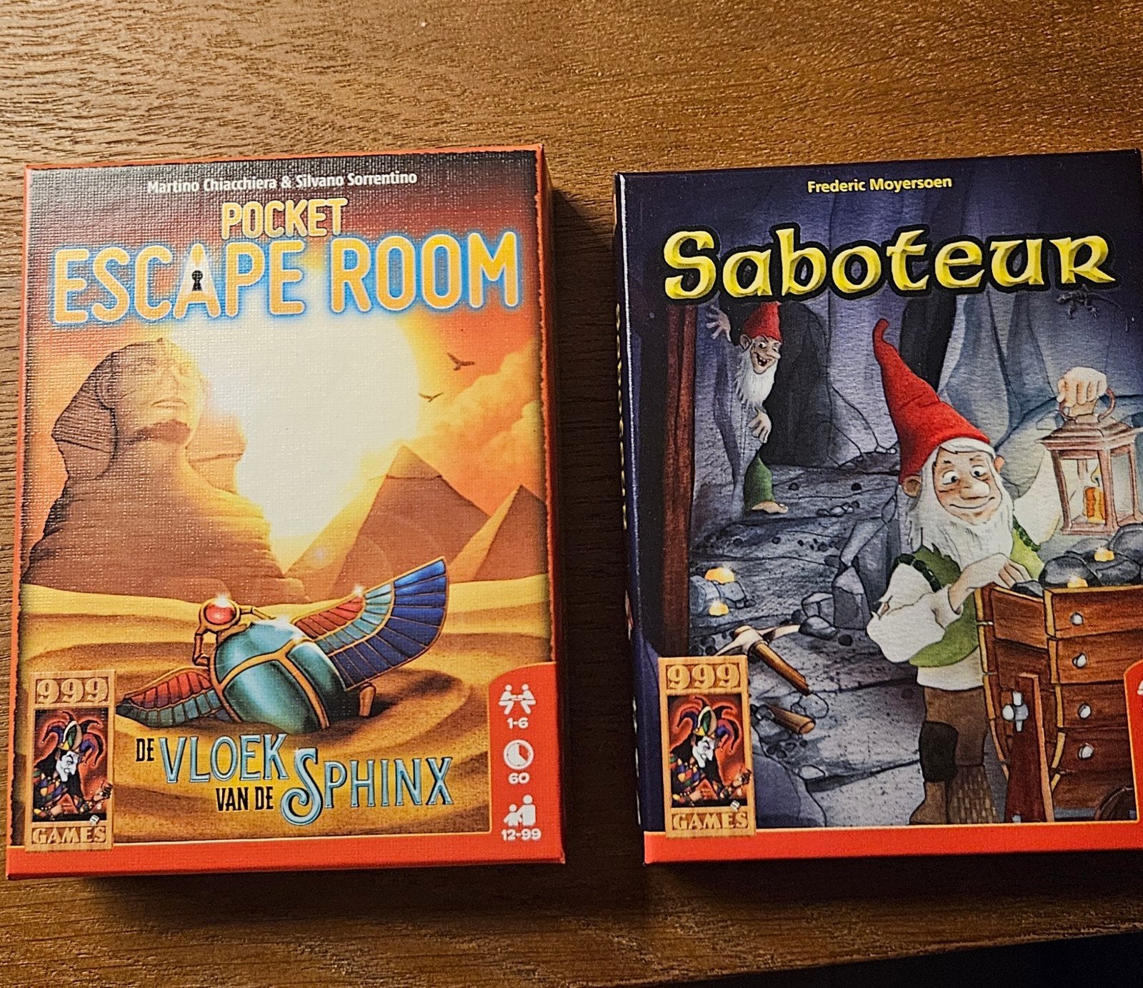 Saboteur en Pocket Escape Room: De Vloek van de Sphinx, Een of twee spelers, Ophalen, Zo goed als nieuw, 999 Games
