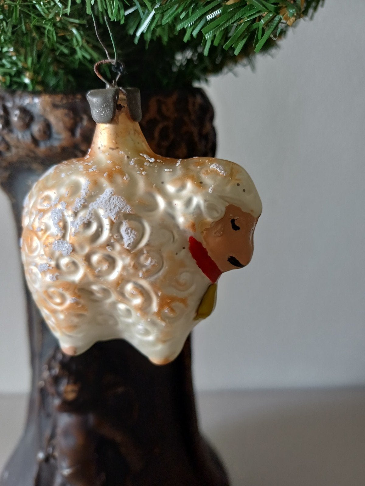 vintage kerstbal van glas schaapje, Ophalen of Verzenden