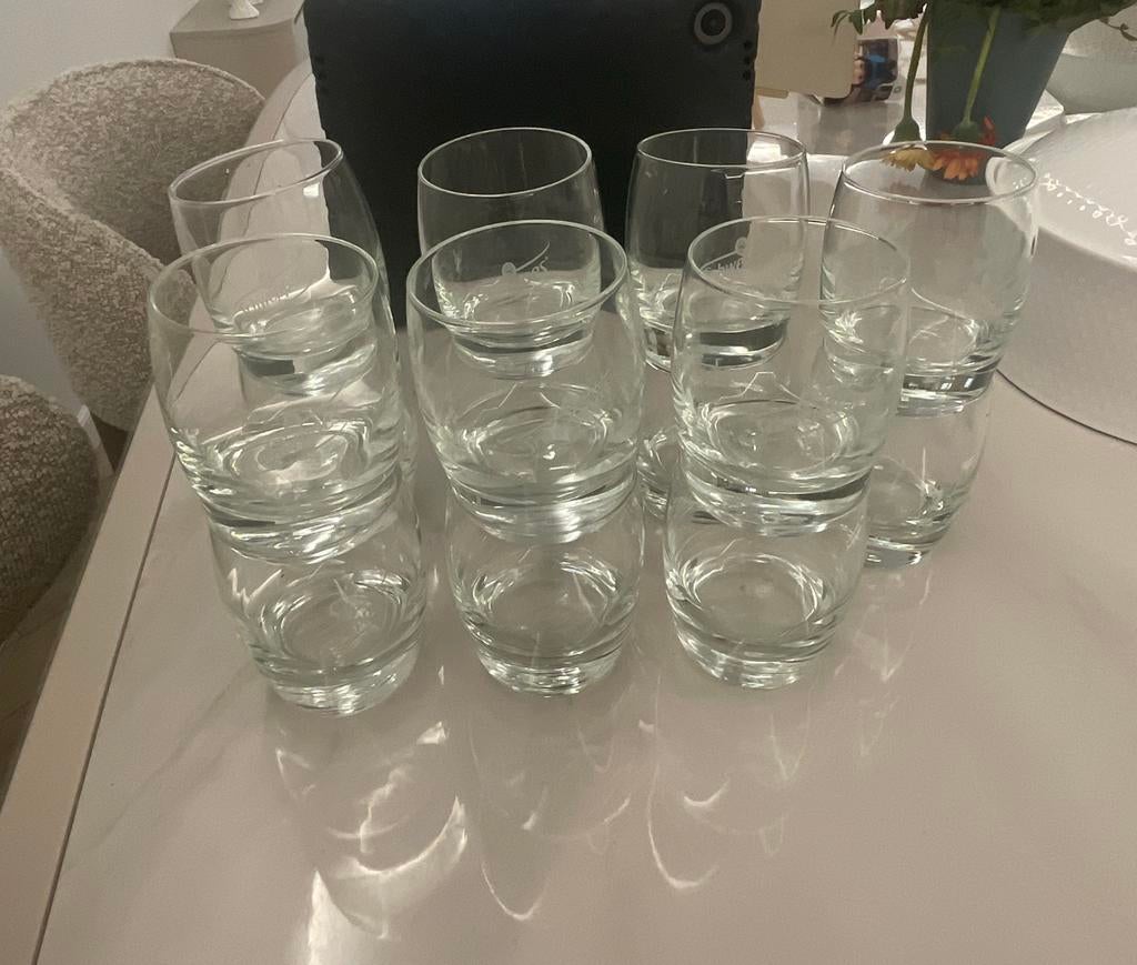 14 Schweppes glazen - Zo goed als nieuw, Ophalen, Zo goed als nieuw, Overige merken, Glas