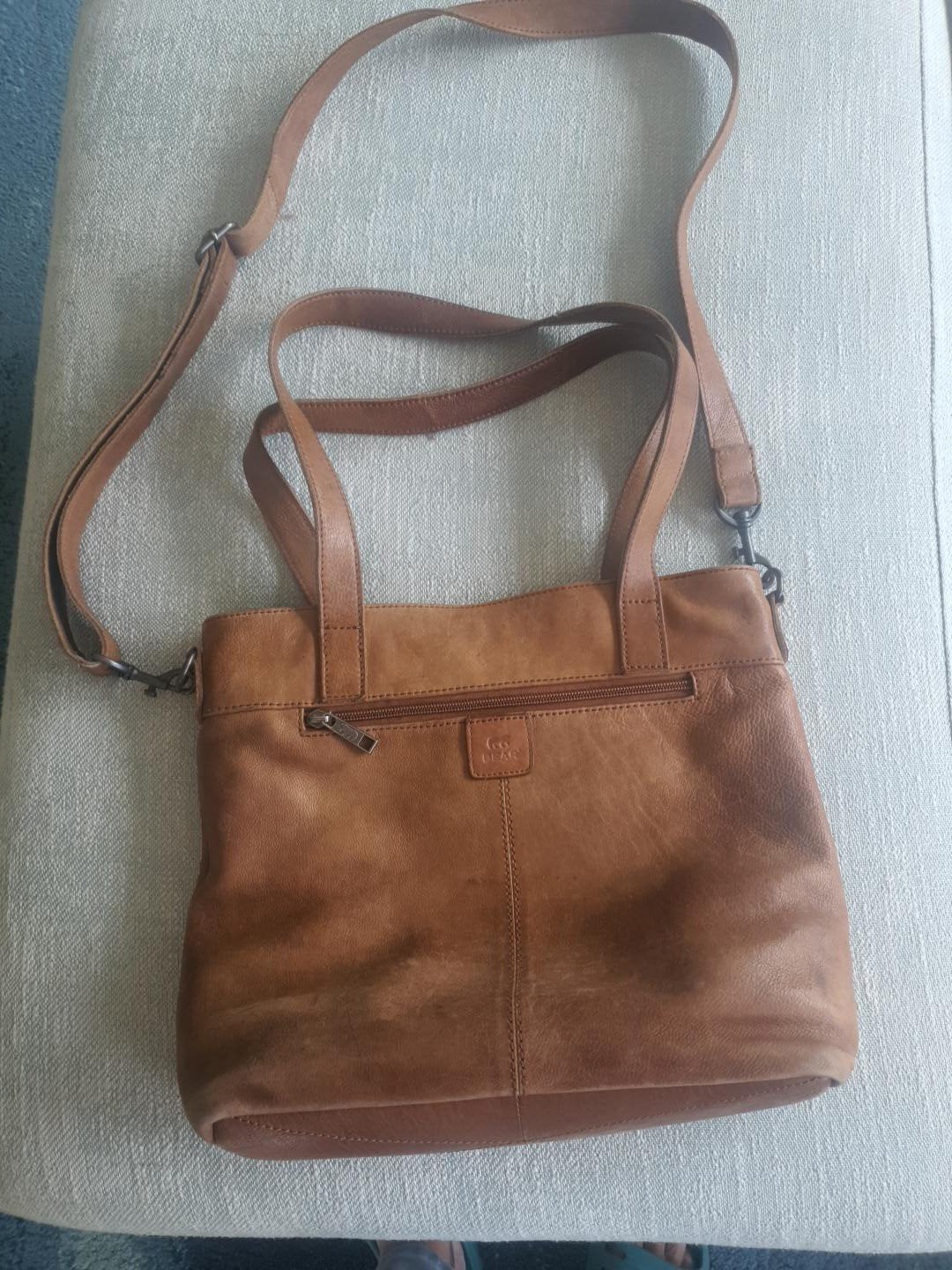Bear Design leren tas cognac – handtas/schoudertas”., Ophalen of Verzenden, Gebruikt, Bruin, Schoudertasje