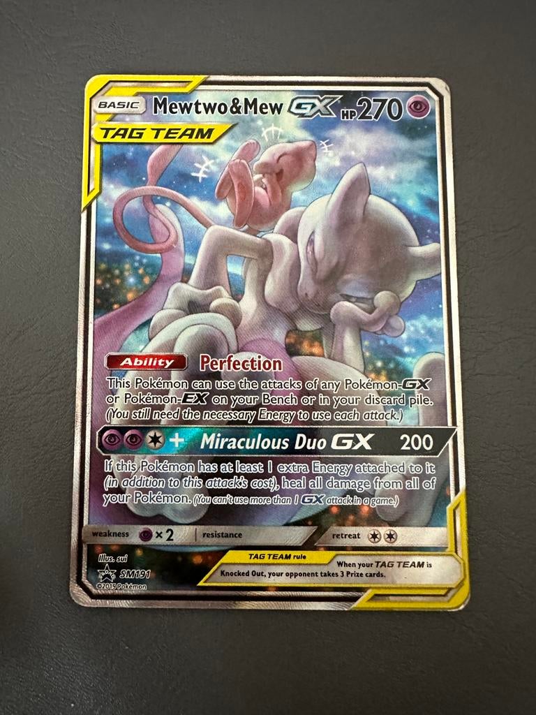Mewtwo & Mew GX Tag Team Pokemon Kaart, Ophalen, Zo goed als nieuw