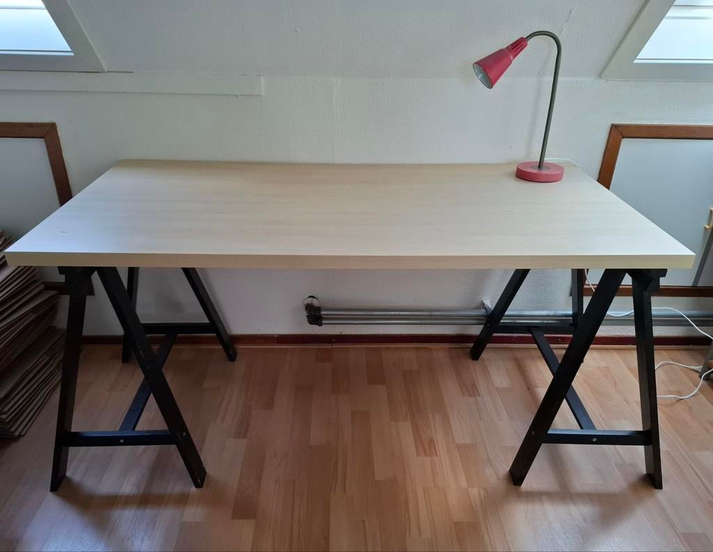 Ikea buro/bureau.  Blad met 2 schragen.  150x75 cm, Ophalen, Gebruikt, 150 cm, IKEA