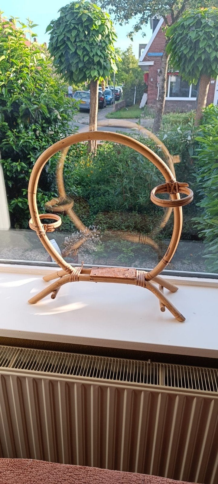 Vintage rotan plantenstandaard, Huis en Inrichting, Woonaccessoires | Overige, Ophalen, Gebruikt