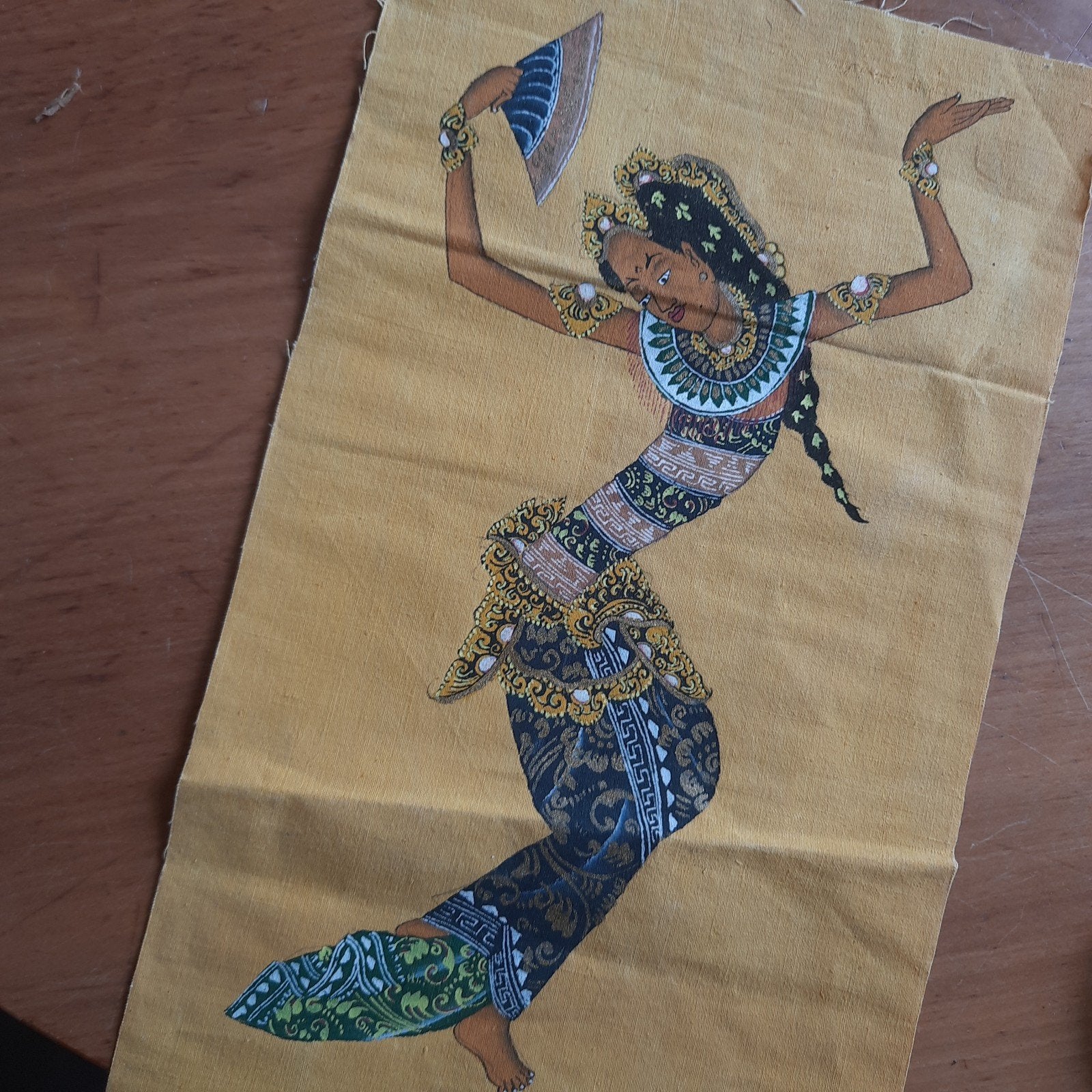 Batik Schilderij op Textiel D.P. Gambar Batuan Bali, Verzenden