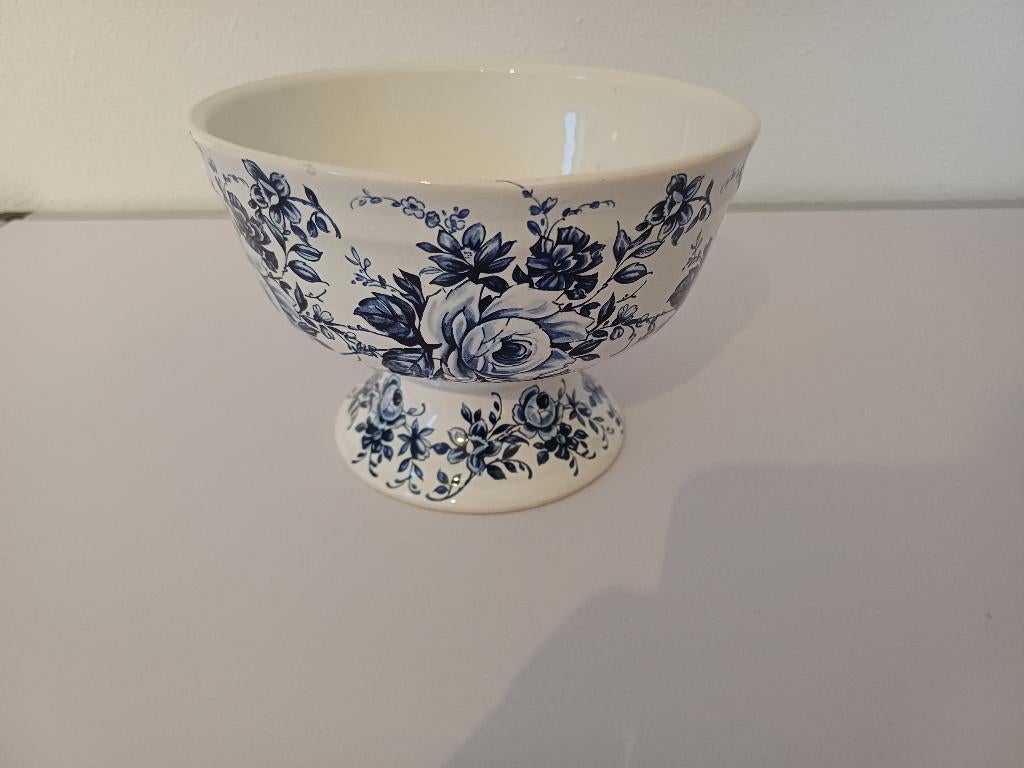 ROYAL SCHWABAP Vintage kastkom  op voet blauw/wit, Ophalen of Verzenden