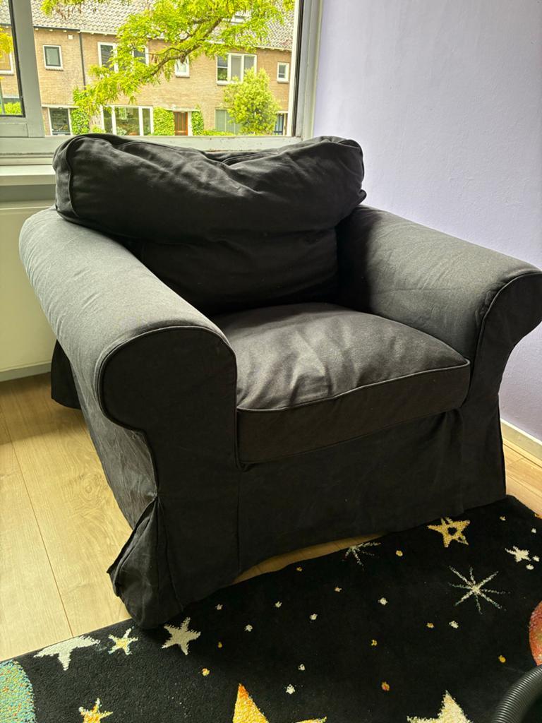 Ikea zwarte fauteuil, Ophalen, Gebruikt, Stof, 75 tot 100 cm