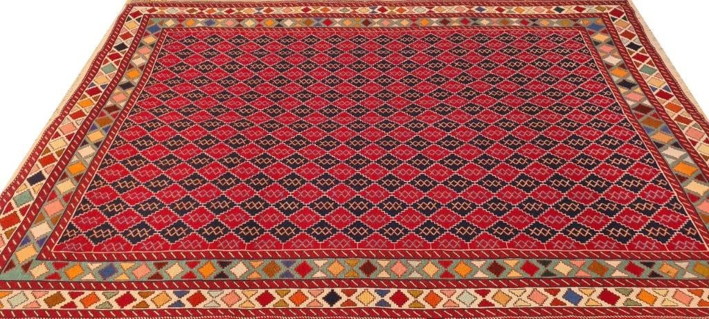 Perzisch tapijt Kelim Soumak 287 x 202/Handgeweven wol kilim, Www.simatapijten.nl, 150 tot 200 cm, Ophalen of Verzenden, Info@simatapijten.nl