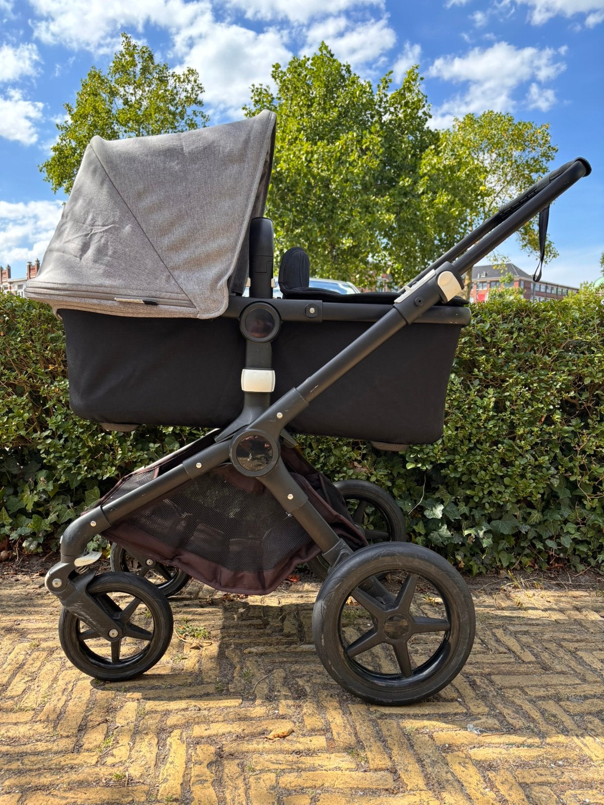 Bugaboo Fox - Zwarte editie, grijze kap - Kinderwagen 2 in 1, Ophalen, Gebruikt, Bugaboo, Verstelbare duwstang