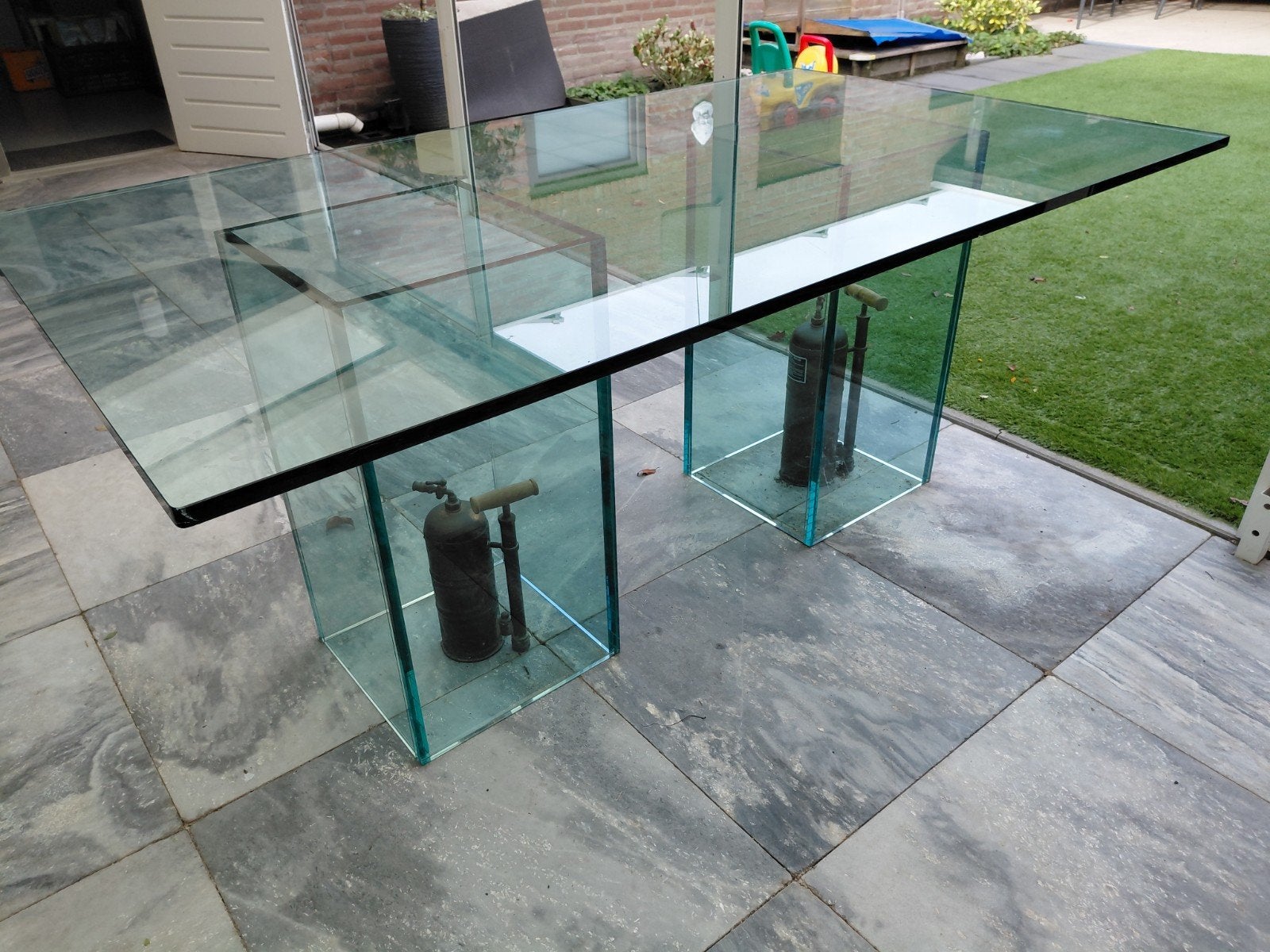 Glazen eettafel 175x100x73 cm met kleine beschadigingen, Ophalen, Gebruikt, 50 tot 100 cm, Glas