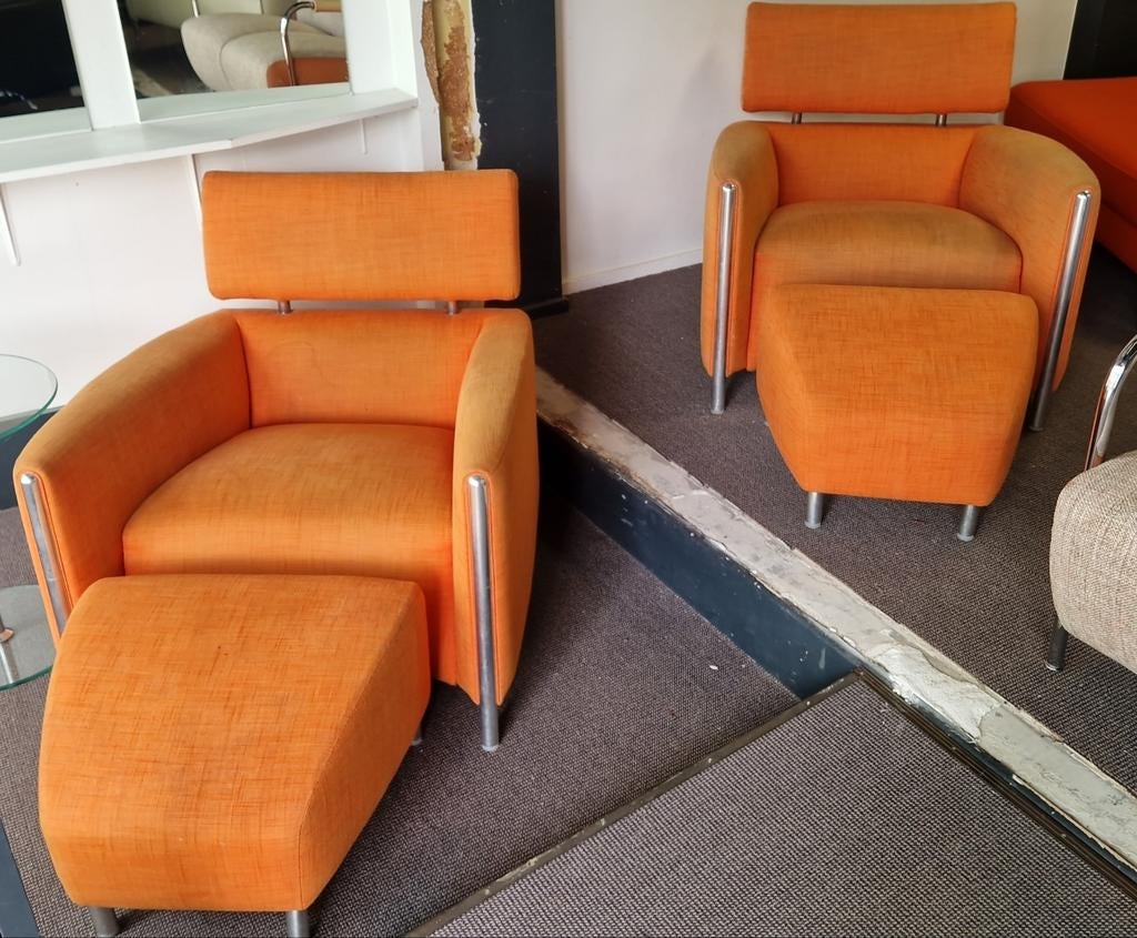 Leolux goncharof fauteuils met hocker, Ophalen, Gebruikt, Stof, Modern