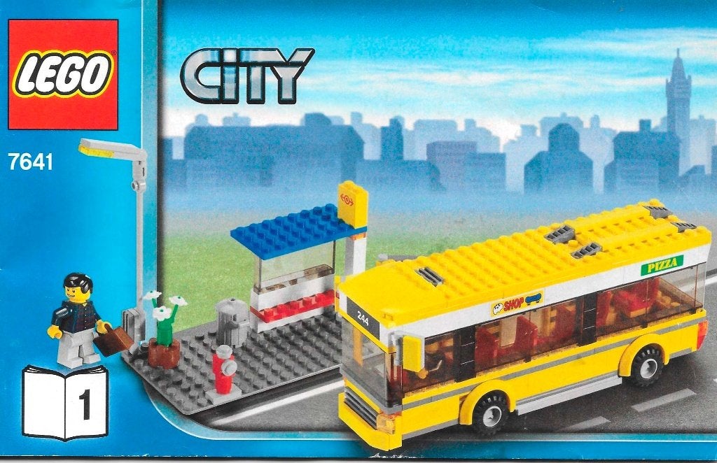 Lego 7641 City Straathoek (bus)halte, pizzeria,fietsenwinkel, Lego, Ophalen of Verzenden, Compleet, Complete set