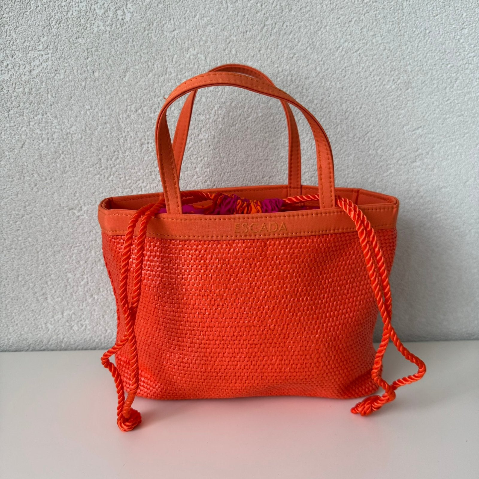 Escada oranje raffia tas nieuw, Verzenden, Nieuw, Oranje, Handtas