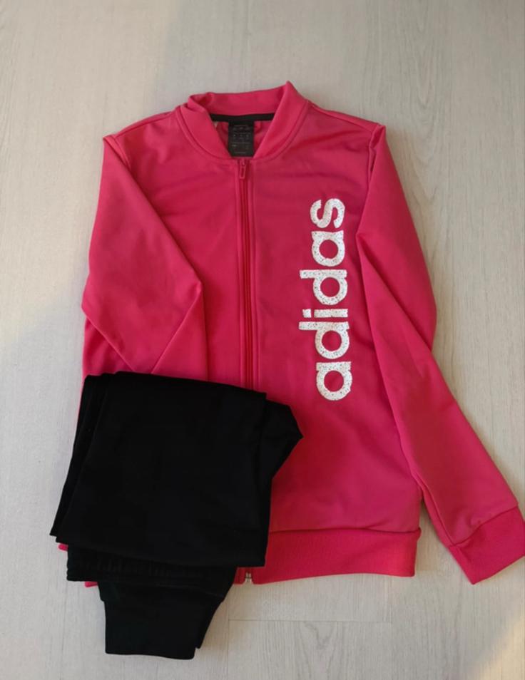 Adidas trainingspak voor kids - roze met zwart, Ophalen of Verzenden, Gebruikt, Meisje