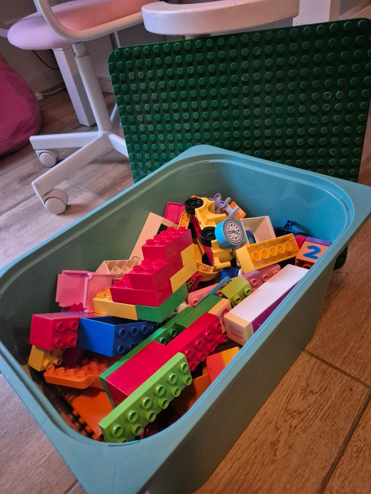 Lego Duplo stenen en onderplaat. Groene bak niet inbegrepen, Ophalen, Gebruikt, Losse stenen, Duplo