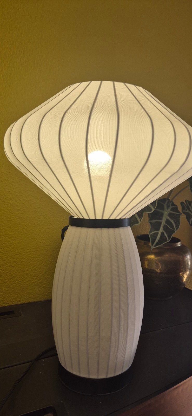 Vintage UFO/Paddenstoel Tafellamp - Stof & Metaal, Ophalen of Verzenden, Zo goed als nieuw