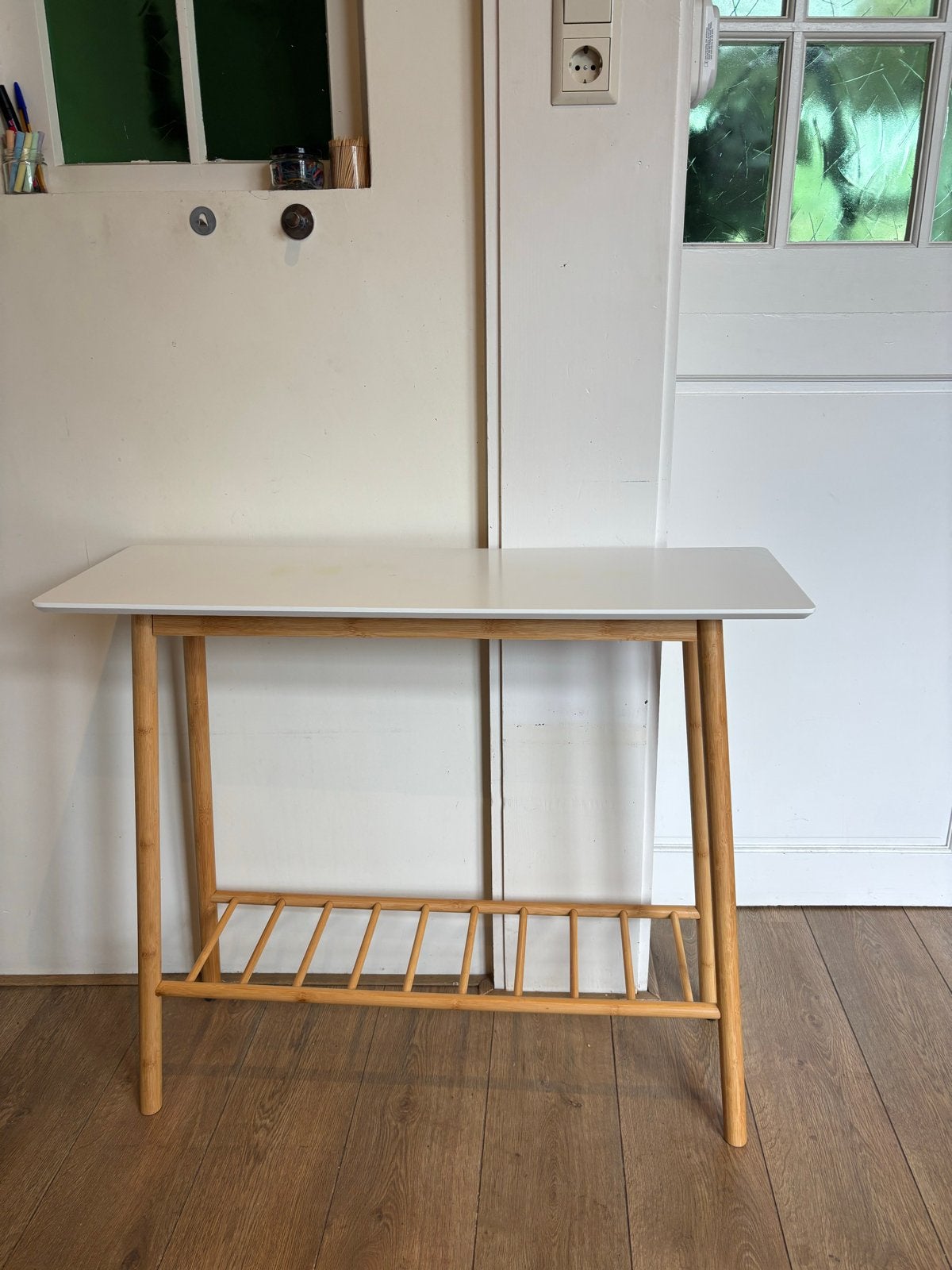 Stijlvolle console tafel met bamboe onderstel, Ophalen, Gebruikt, 75 cm of meer, 60 cm of meer