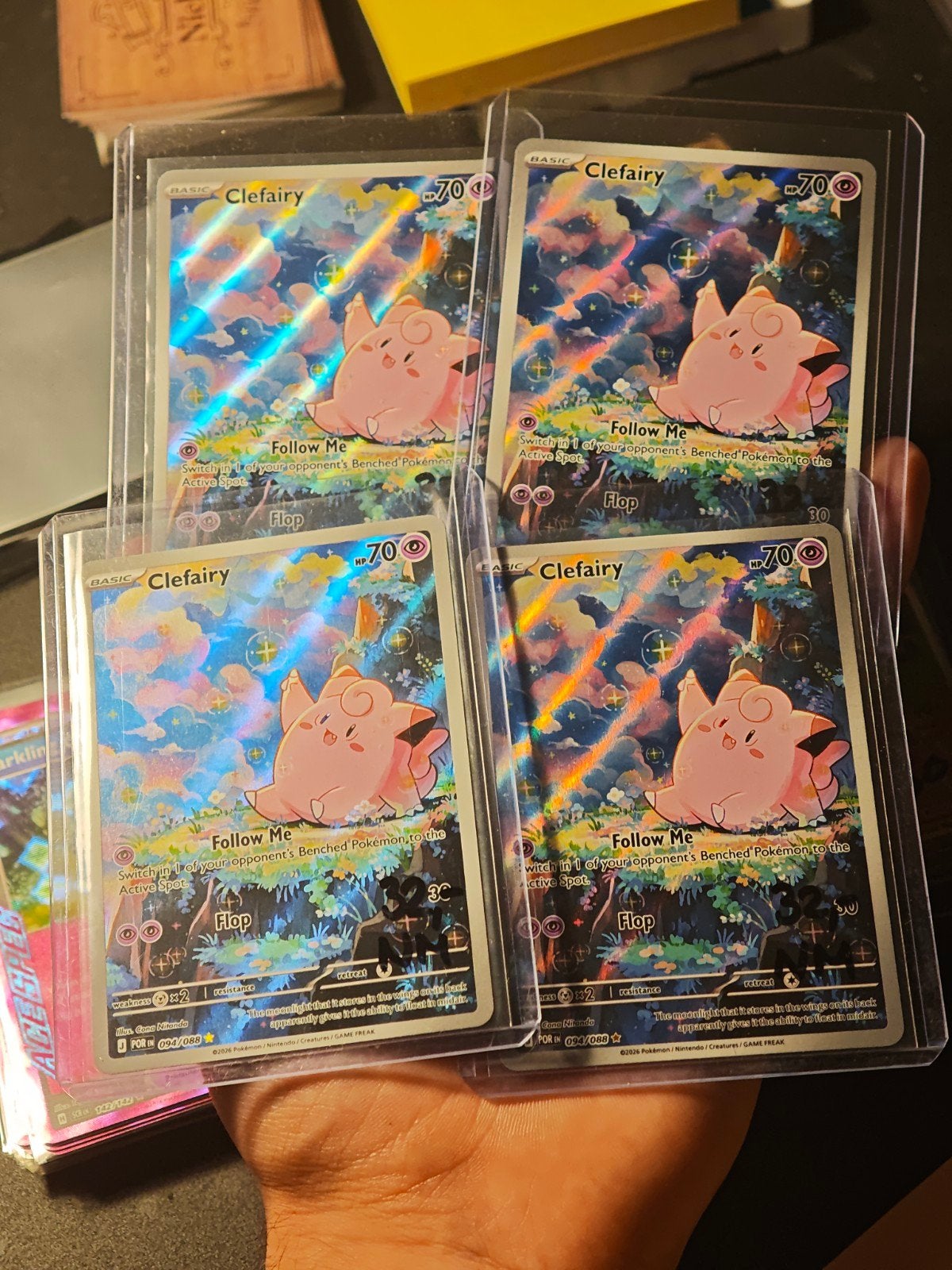 4x Clefairy 94 - Full Art Foil, Ophalen of Verzenden, Zo goed als nieuw, Meerdere kaarten, Foil