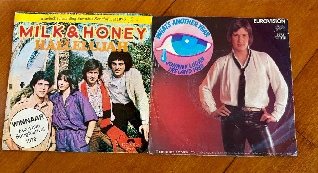 Twee Eurovision winnaars singles, 2 t/m 5 singles, Ophalen of Verzenden, Gebruikt, Pop