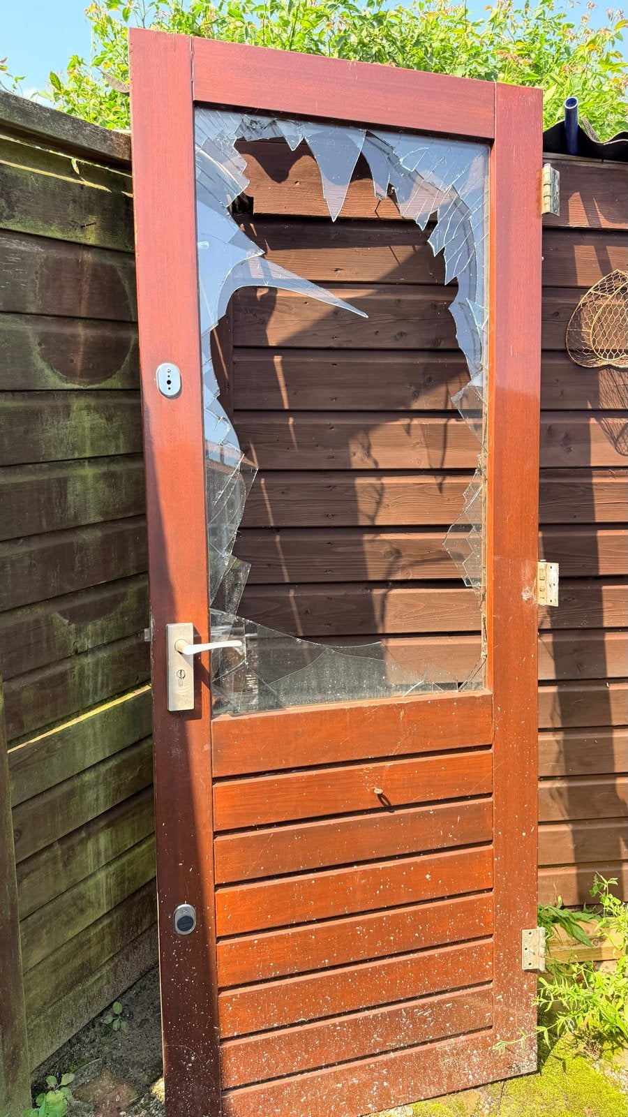 Buitendeur met gebroken glas, 211,5x83 cm, Ophalen, Gebruikt, 80 tot 100 cm, Buitendeur