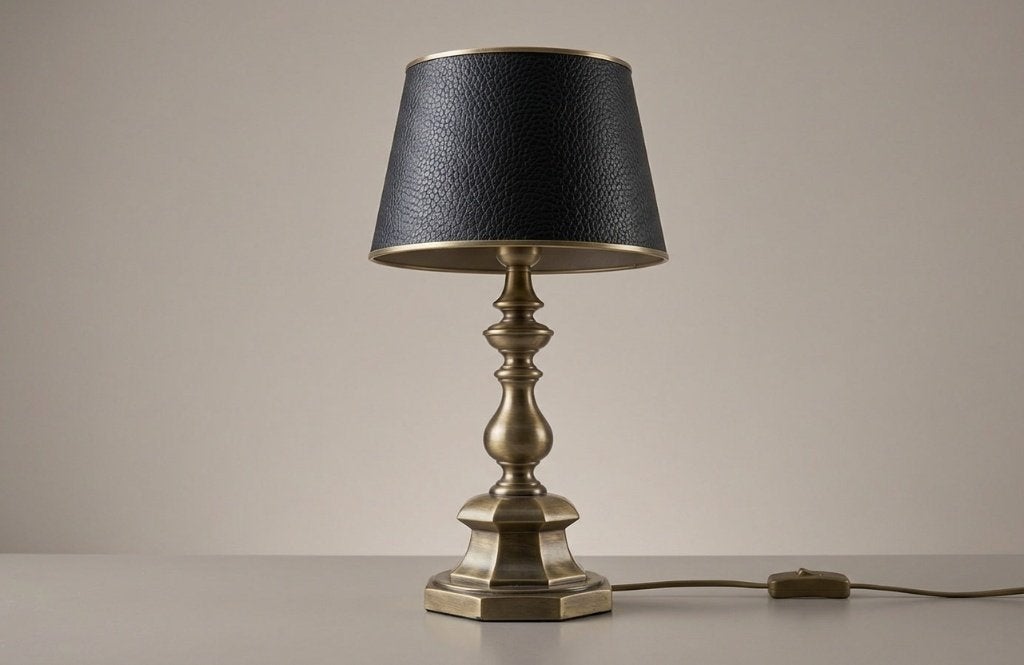 Klassieke tafellamp met zwarte kap en bronzen voet, 30 tot 60 watt, Overige typen, Met schakelaar, Zo goed als nieuw