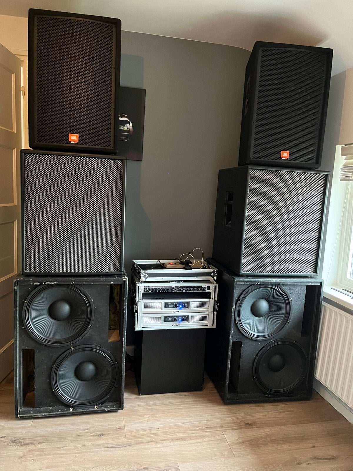 Dubbel 15 inch subwoofers subs, Audio, Tv en Foto, Ophalen, Zo goed als nieuw, Subwoofer, Overige merken