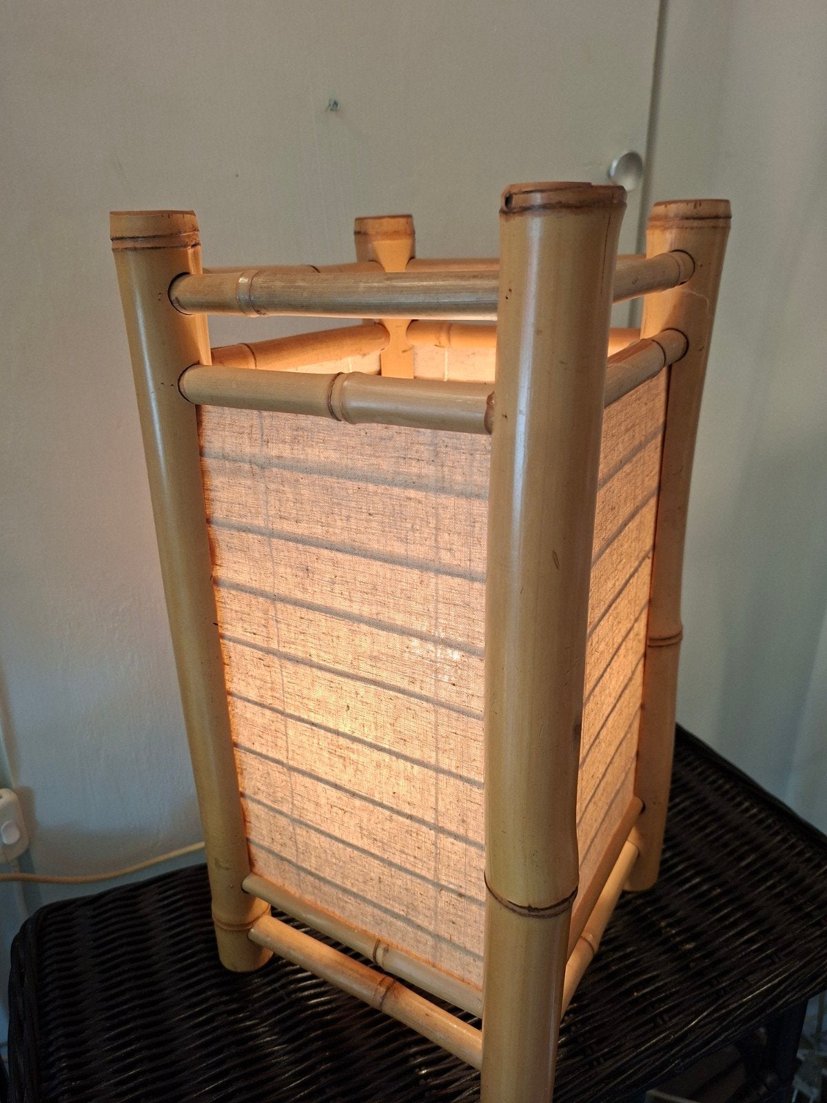 Bamboe tafel lamp, Ophalen of Verzenden, Zo goed als nieuw