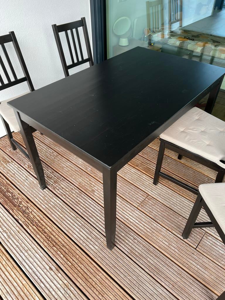 IKEA LERHAMN tafel (zwart), Huis en Inrichting, Tafels | Eettafels, Gebruikt, Vier personen, Rechthoekig, Overige houtsoorten
