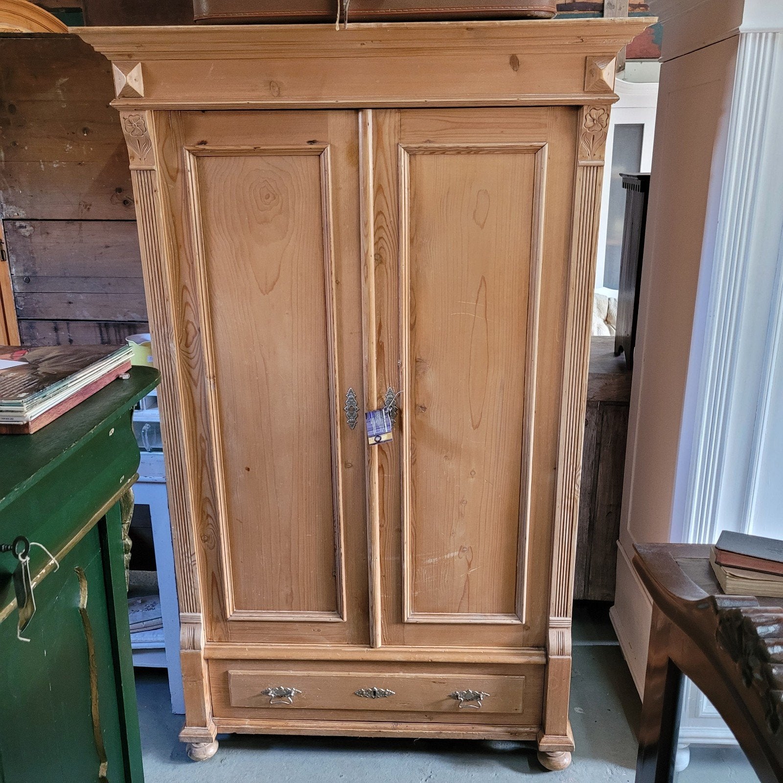Brocante oude grenen kast servieskast keukenkast opbergkast, Ophalen