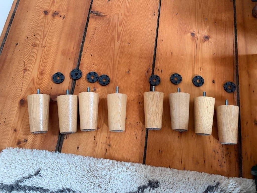 BRYNILEN bedpoten, eiken, 10 cm 8 stuks, Ophalen, Bruin, Tweepersoons, Zo goed als nieuw
