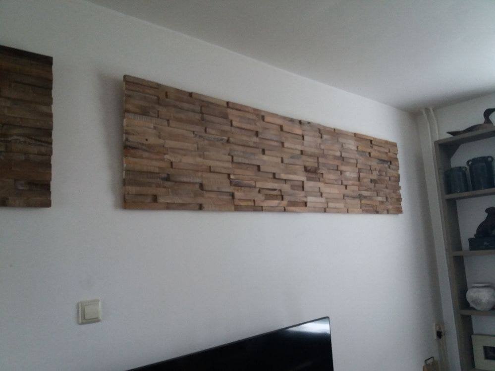 teakhouten wandpaneel 220 cm., Ophalen, Industrieel, 55 cm, Hout