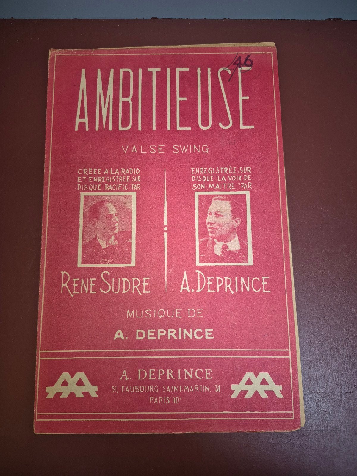 Ambitieuse Valse Swing - Muziekblad A. Deprince, Gebruikt, Piano, Overige soorten, Ophalen of Verzenden