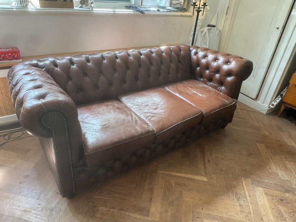 Chesterfield Sofa/bank, Huis en Inrichting, Ophalen, Gebruikt, Driepersoons, Rechte bank