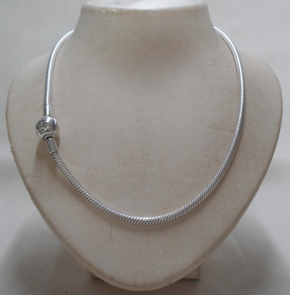 Zilveren Pandora snake  ketting met ronde sluiting nr.1766