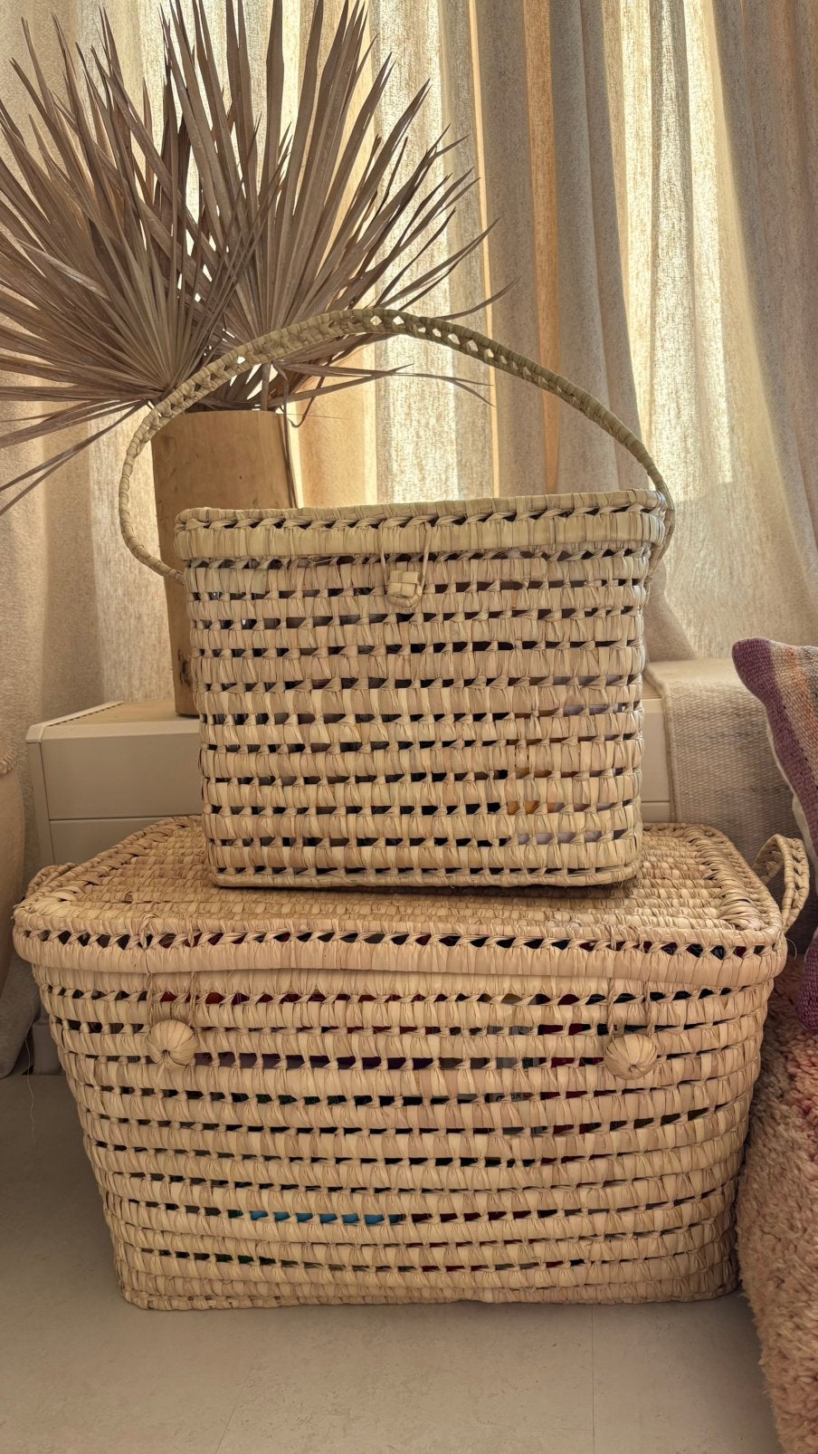 Gevlochten Opberg manden uit marrakesh kinderkamer woonkamer, Overige materialen, Gevlochten, Mand, Nieuw