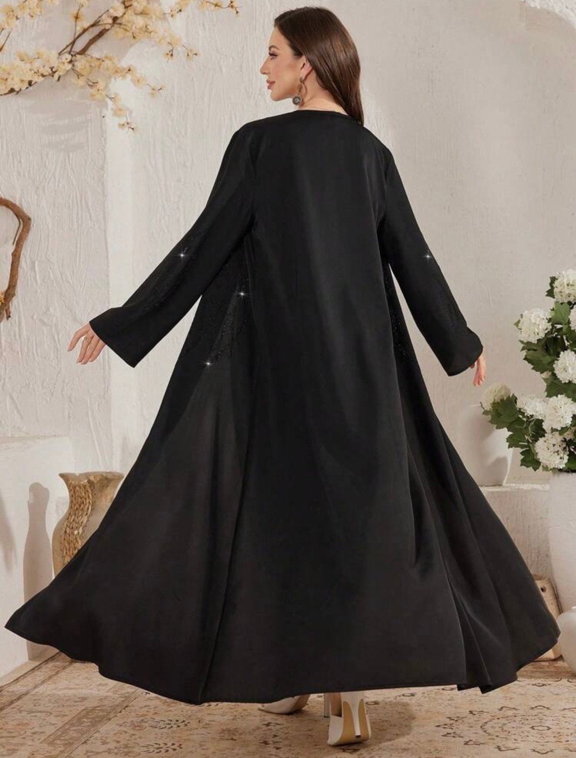 Nieuw zwarte kaftan abaya kimono maat l/xl, Zwart, Maat 46/48 (XL) of groter, Ophalen of Verzenden, Zo goed als nieuw