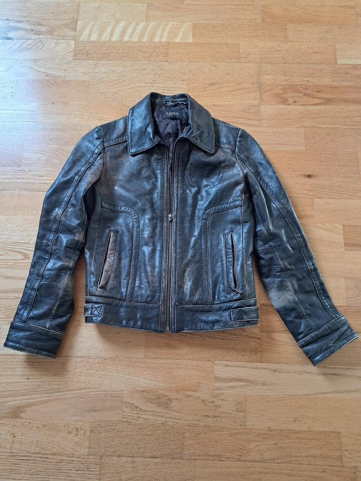 Leren dames jas, maat 34, Arma, bruin, Ophalen, Gedragen, Maat 34 (XS) of kleiner, Bruin