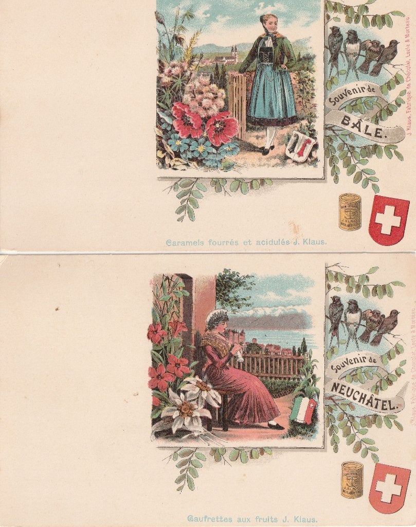 SUISSE CH Souvenir Neuchatel + BÂLE klederdracht ba 1902 698, Verzamelen, Verzenden, Voor 1920, Overig Europa