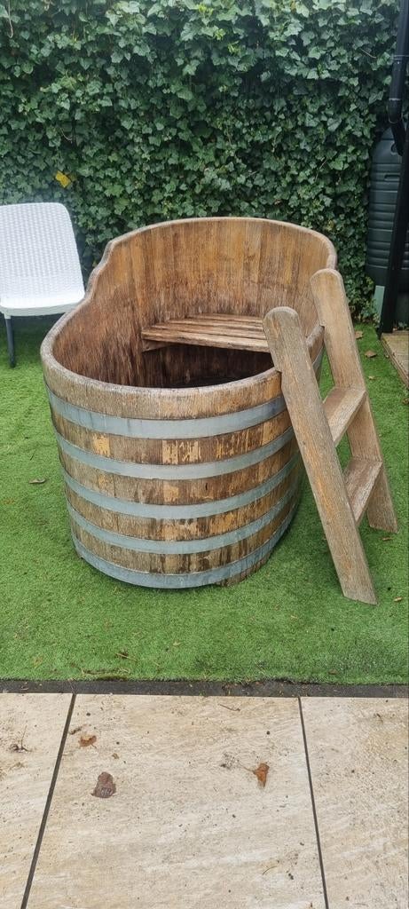 Eikenhouten Dompelbad / IJsbad Sauna bad- 90 B x150 L cm, Ophalen, Gebruikt, Toebehoren