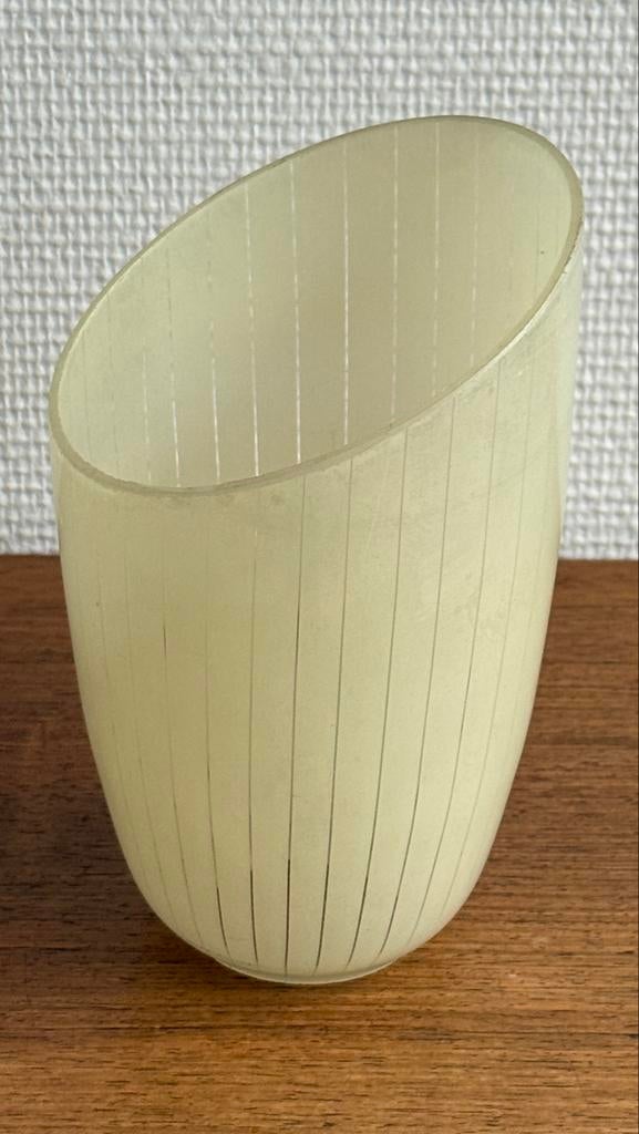 Vintage glazen lampenkap - Gebroken wit, doorschijnend, Gebruikt, Ophalen of Verzenden, Crème, Overige vormen