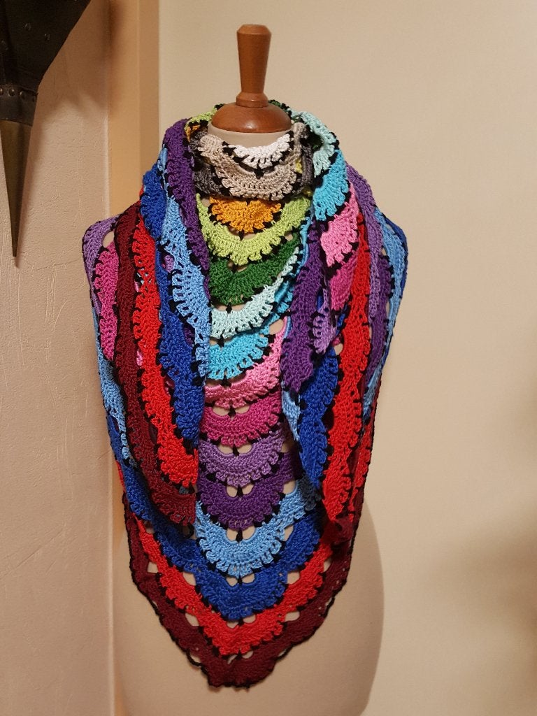 Handmade 18 kleurige omslagdoek 195x90 incl verz, Kleding | Dames, Gründl Cotton Quick uni, Verzenden, Nieuw, Overige typen