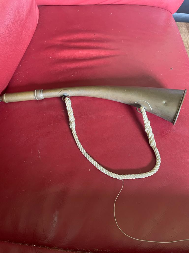 Antieke Koperen Toeter / Hoorn aan Koord, Ophalen of Verzenden, Koper